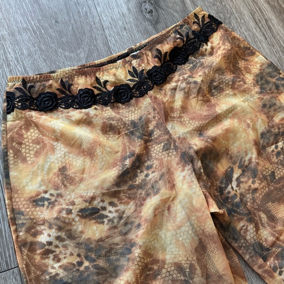 Flared Snake Leopard Print Mesh Women’s Small Y2K Festival Sheer Pants - Picture 4 of 8